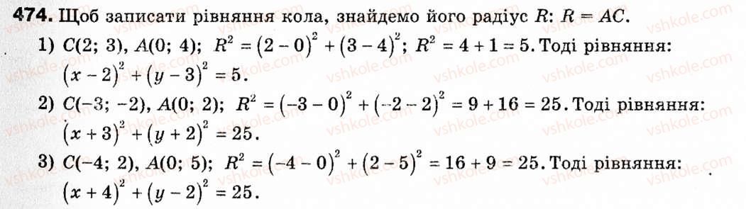 фото задание 474 - § 14. поняття рівняння фігури. рівняння кола - розділ 3. декартові координати на площині