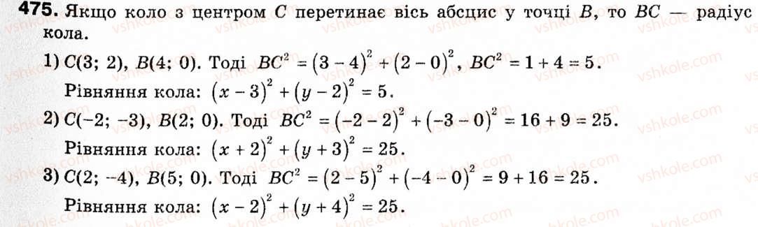 фото задание 475 - § 14. поняття рівняння фігури. рівняння кола - розділ 3. декартові координати на площині