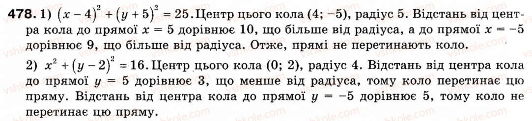 фото задание 478 - § 14. поняття рівняння фігури. рівняння кола - розділ 3. декартові координати на площині