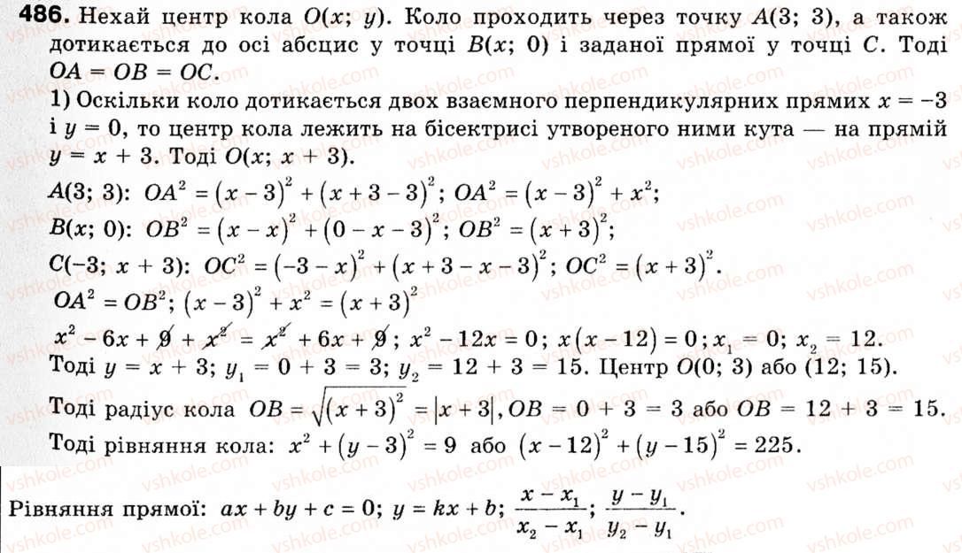 фото задание 486 - § 14. поняття рівняння фігури. рівняння кола - розділ 3. декартові координати на площині