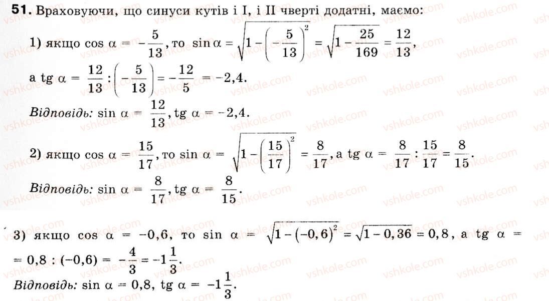 фото задание 51 - § 2. основні тотожності для sin а, соs а, tg а - розділ 1. розв'язування трикутників