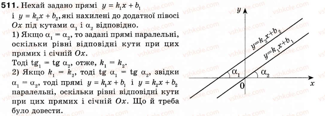 фото задание 511 - § 15. рівняння прямої - розділ 3. декартові координати на площині