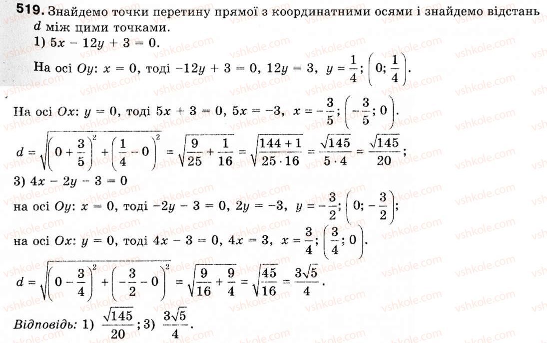 фото задание 519 - § 15. рівняння прямої - розділ 3. декартові координати на площині