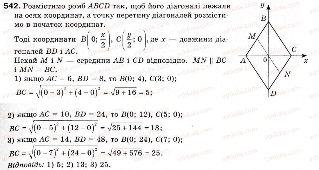 фото задание 542 - § 16. метод координат - розділ 3. декартові координати на площині