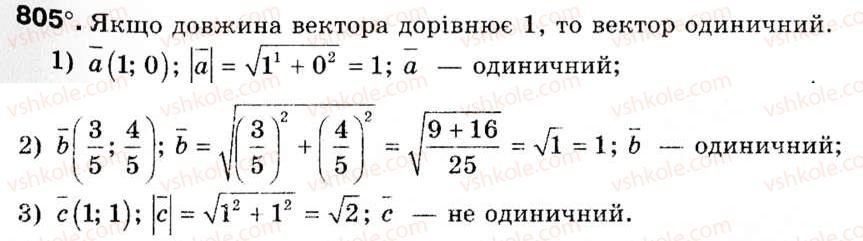 фото задание 805 - § 24. координати вектора - розділ 5. вектори на площині