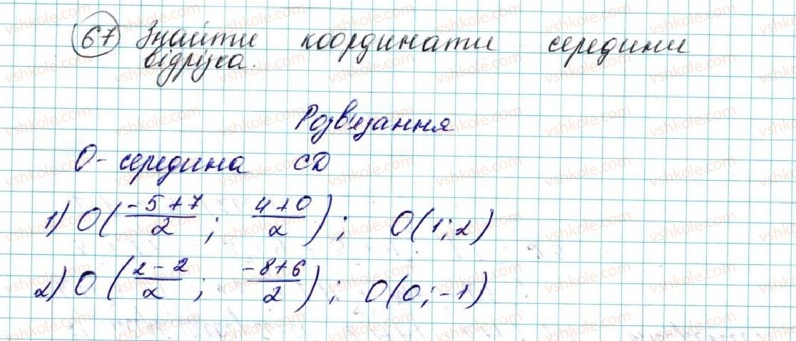 фото задание 67 - § 3. координати середини відрізка. відстань між двома точками із заданими координатами - розділ 1. метод координат на площині
