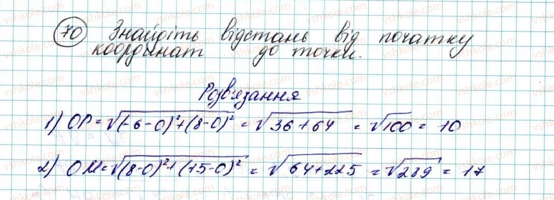 фото задание 70 - § 3. координати середини відрізка. відстань між двома точками із заданими координатами - розділ 1. метод координат на площині