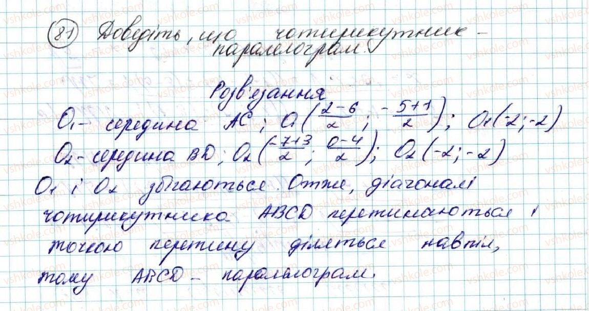 фото задание 81 - § 3. координати середини відрізка. відстань між двома точками із заданими координатами - розділ 1. метод координат на площині