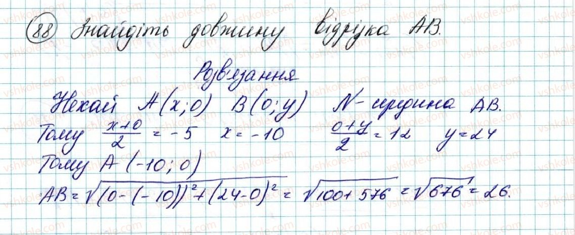фото задание 88 - § 3. координати середини відрізка. відстань між двома точками із заданими координатами - розділ 1. метод координат на площині