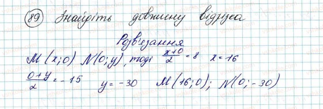 фото задание 89 - § 3. координати середини відрізка. відстань між двома точками із заданими координатами - розділ 1. метод координат на площині