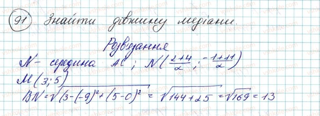 фото задание 91 - § 3. координати середини відрізка. відстань між двома точками із заданими координатами - розділ 1. метод координат на площині