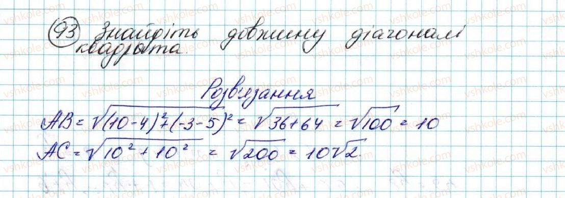 фото задание 93 - § 3. координати середини відрізка. відстань між двома точками із заданими координатами - розділ 1. метод координат на площині