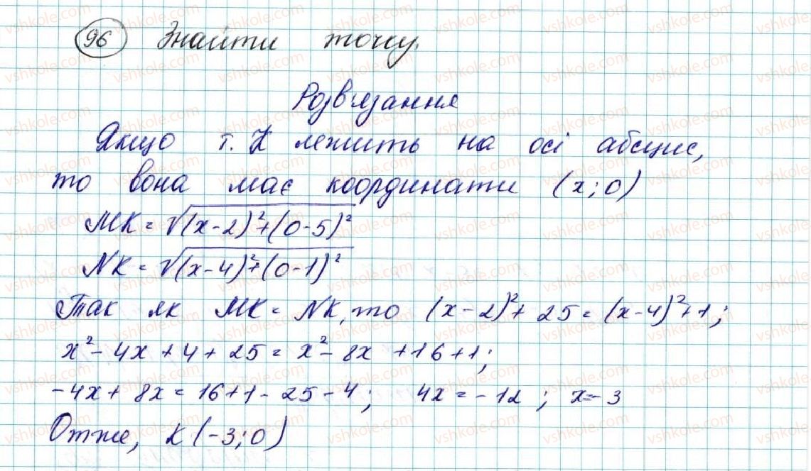 фото задание 96 - § 3. координати середини відрізка. відстань між двома точками із заданими координатами - розділ 1. метод координат на площині