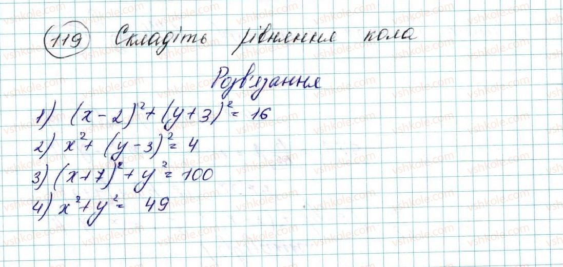 фото задание 119 - § 4. рівняння кола - розділ 1. метод координат на площині