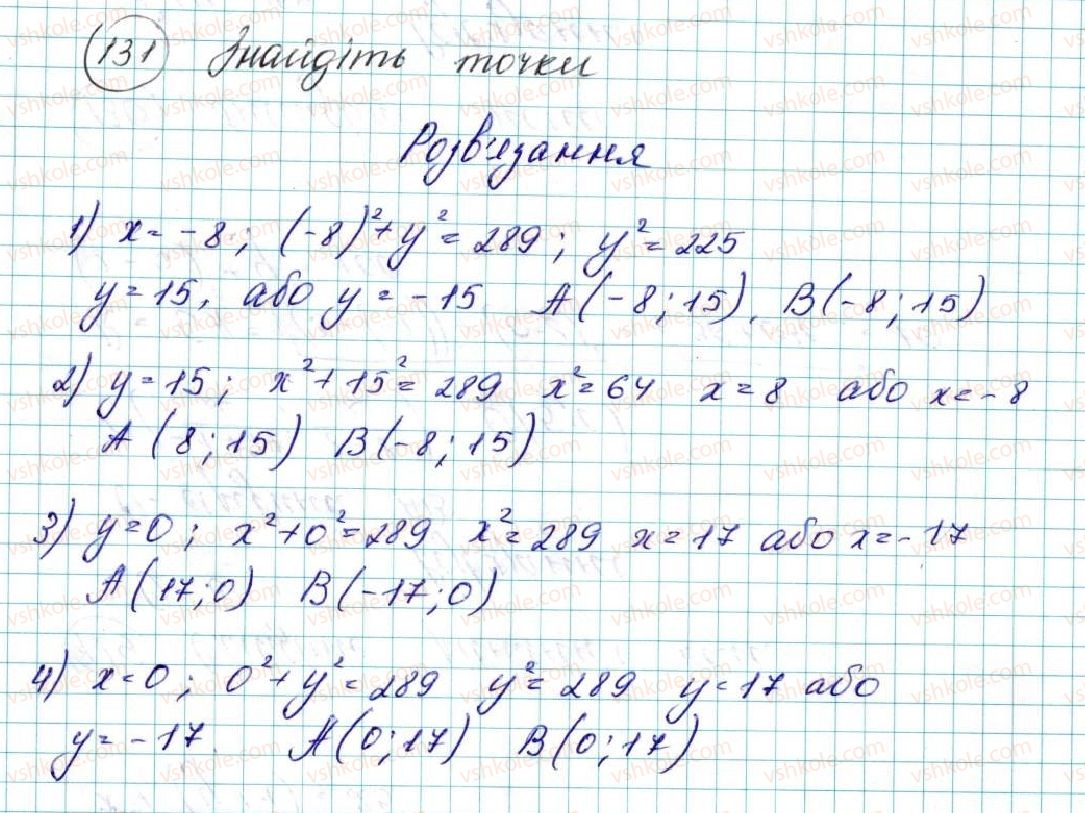 фото задание 131 - § 4. рівняння кола - розділ 1. метод координат на площині