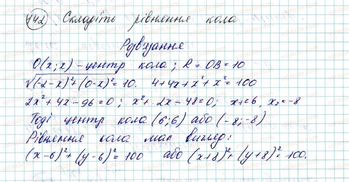 фото задание 142 - § 4. рівняння кола - розділ 1. метод координат на площині