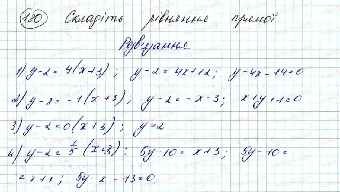 фото задание 180 - § 5. рівняння прямої - розділ 1. метод координат на площині