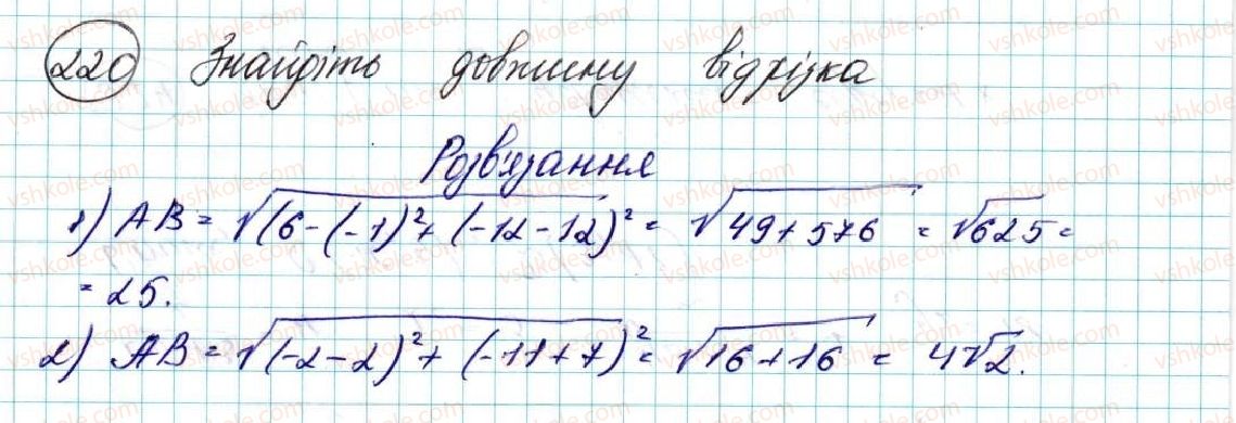 фото задание 220 - вправи для повторення розділу 1 - розділ 1. метод координат на площині