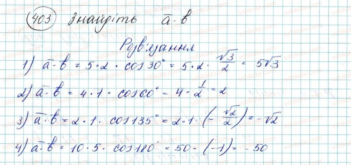 фото задание 403 - § 10. скалярний добуток векторів - розділ 2. вектори на площині