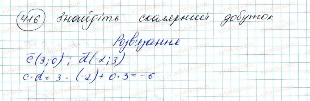 фото задание 416 - § 10. скалярний добуток векторів - розділ 2. вектори на площині