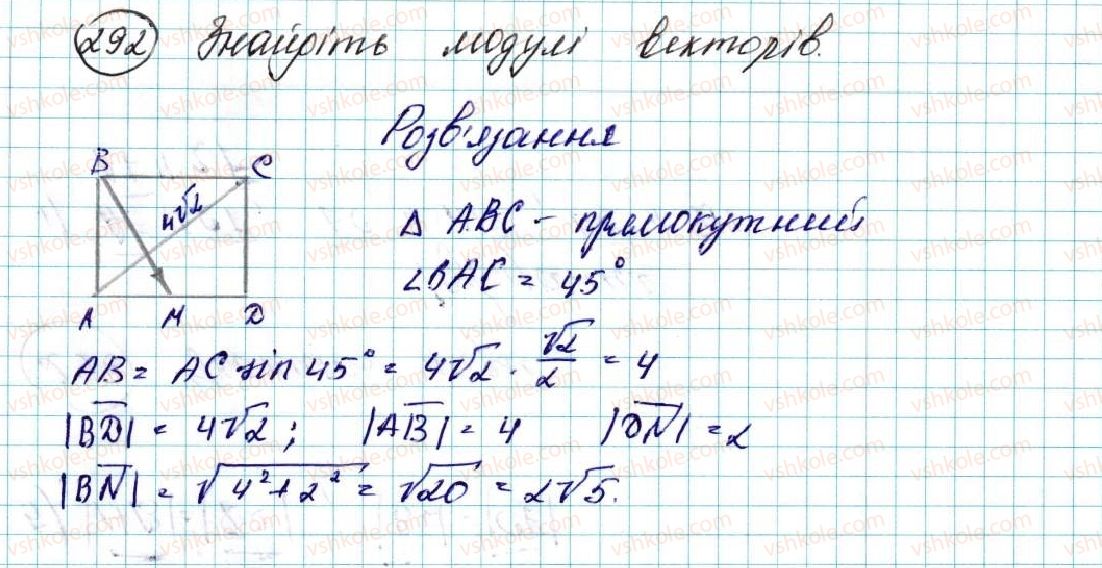 фото задание 292 - § 6. вектор. модуль і напрям вектора. колінеарні вектори. рівність векторів - розділ 2. вектори на площині