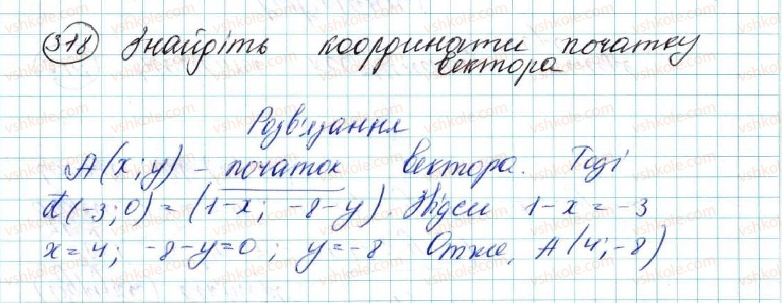 фото задание 318 - § 7. координати вектора - розділ 2. вектори на площині