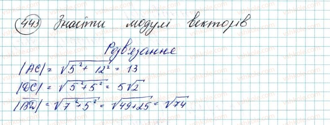 фото задание 443 - вправи для повторення розділу 2 - розділ 2. вектори на площині
