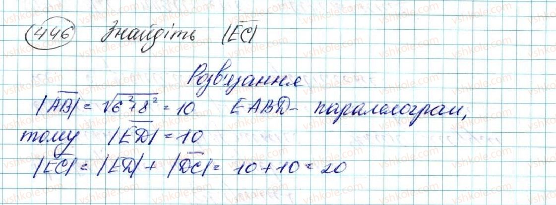 фото задание 446 - вправи для повторення розділу 2 - розділ 2. вектори на площині