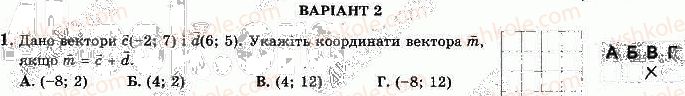 фото задание 1 - варіант 2 - ткр-2. вектори на площині - тематичні контрольні роботи