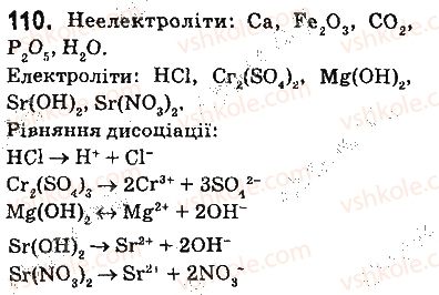 фото задание 110 - § 9. електролітична дисоціація кислот, основ і солей у водних розчинах - тема 1. розчини