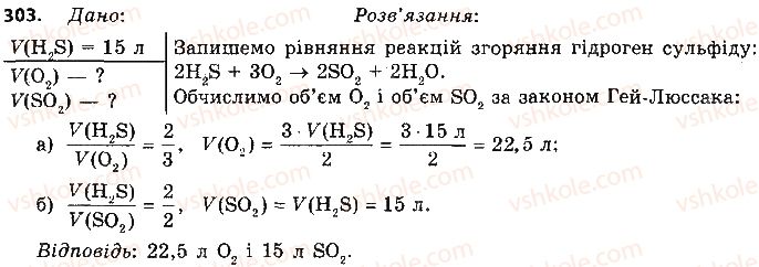фото задание 303 - § 26. співвідношення об’ємів газів у хімічних реакціях - тема 3. початкові поняття про органічні сполуки