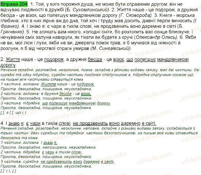 фото задание 204 - § 19. складні речення зі сполучниковим і безсполучниковим зв'язком - складні речення з різними видами зв'язку