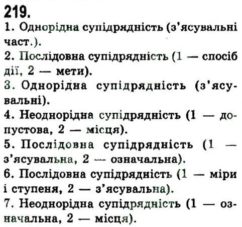 фото задание 219 - складнопідрядне та безсполучникове складне речення