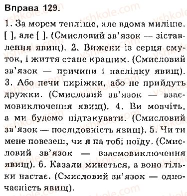 фото задание 129 - § 12. смислові зв’язки між частинами складносурядного речення - складносурядне речення