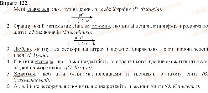 фото задание 122 - складнопідрядне речення
