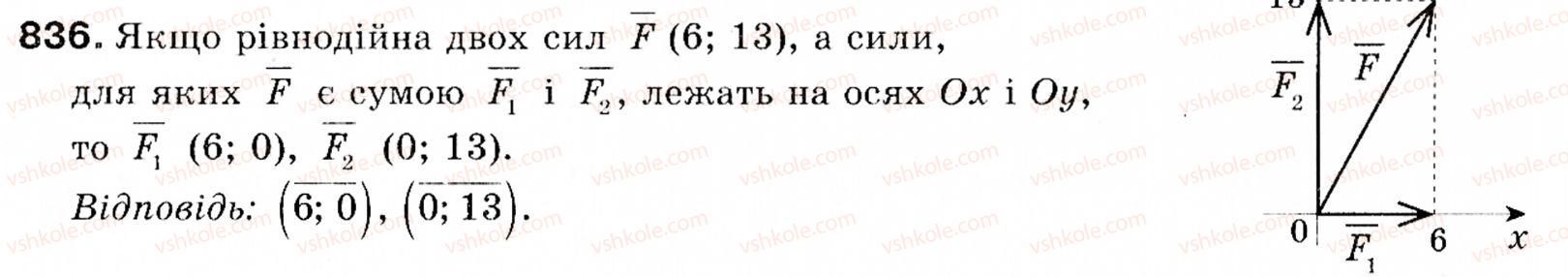 фото задание 836 - § 24. координати вектора - розділ 5. вектори на площині